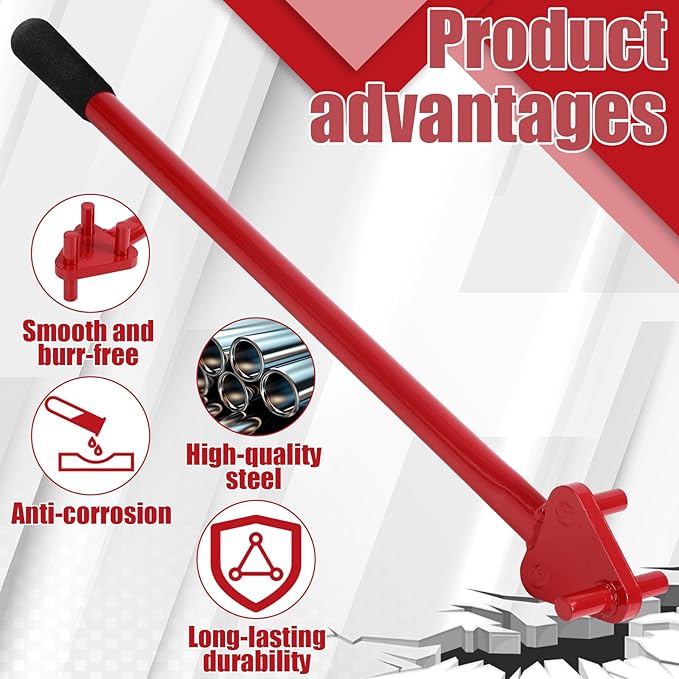 Tondiamo Rebar Bender Manual Hand Operated to 5/8" Bar Reverse Head, Bending Machine Manual Rebar Bender Metal Bending Tools for Flat Steel and Steel Rod, Red