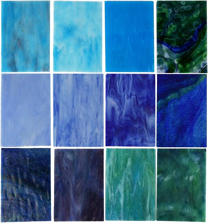 Lanyani 10 Sheets Variety Stained Glass Sheets Pack, 4 x 6 inch Large Cathedral by LanyaniArtGlassMosaics