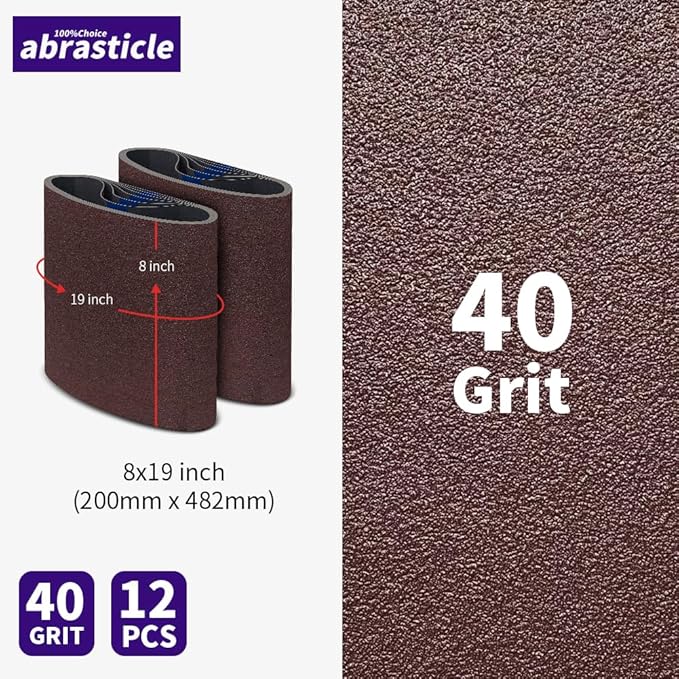 12 Packs 8 x 19 inch 40 Grit Cloth Floor Sanding Belts Ideal for Sanding Commercial and Residential Flooring