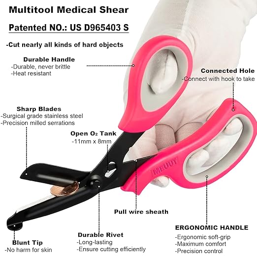 MEUUT 2 Pack Medical Scissors Trauma Shears -8 inch Patented Bandage Scissor Heavy Duty Surgical Grade EMT Scissors for EMT Workers Doctors Nurses