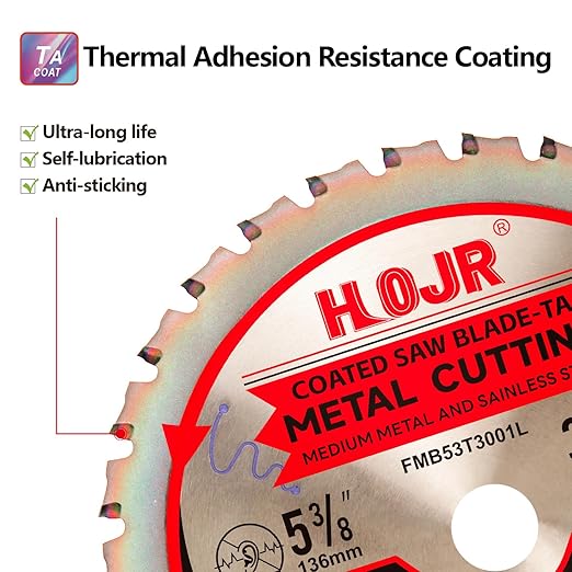 Metal Cutting Circular Saw Blade, Steel and Stainless Steel Cutting, The Cutting Head uses a Special Anti-Heat Sticking Coating with high Finish and Long Life,FMB 5-3/8 inch 30-Tooth 20mm -TA