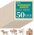 50 Pack Basswood Sheets for Crafts, Wood Burning, Architectural Models by MITINU