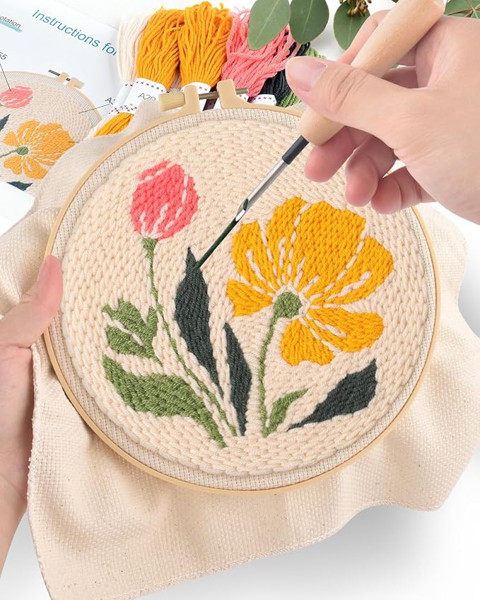 ERKOON Punch Needle Kit Adults Beginners, DIY Easy Floral Embroidery Set - Image 5