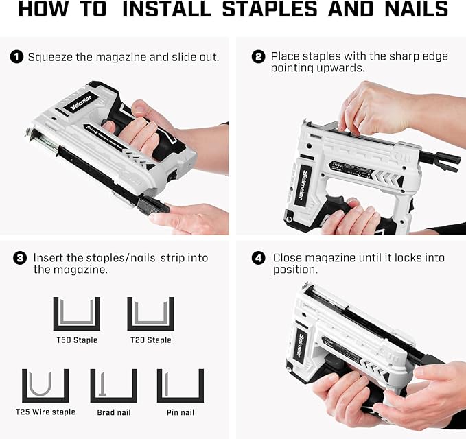 Electric Staple Gun 5 in 1 Band Nailer, 4V Rechargeable Cordless Stapler, Nail Gun Battery Powered with 2,000 Staples and Nails, Power Tacker Pin Nailer for Home Use, Wood, Upholstery, DIY