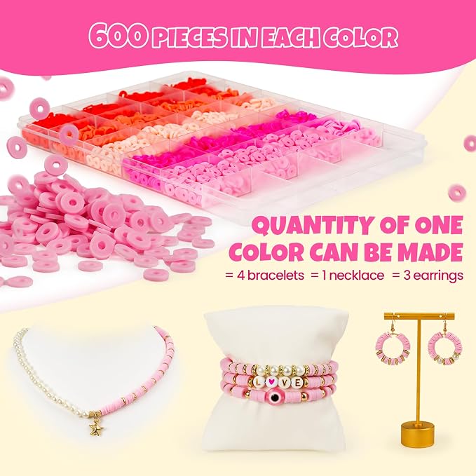 Gionlion 25000 Pcs Clay Beads Bracelet Making Kit Abundant Single Color Heishi - Image 3