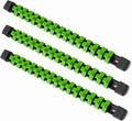 ALOANES 3 PC ABS Socket Organizer, 3/8 inch, Drive Socket Rail Holders, Heavy Duty Socket Racks, Black Rails with Green Clips