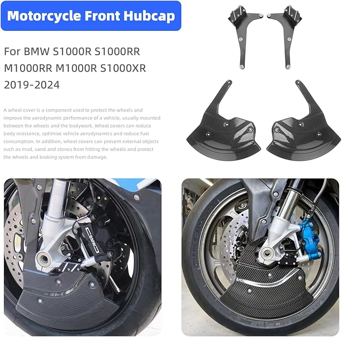 Motorcycle Front Brake Caliper Disc Guard Fairing Protector for BMW M1000RR S1000R S1000RR S1000XR 2020 2021 2022 2023 2024 Carbon Fiber Aero Disc Fender Accessories (ABS Carbon Fiber-Vibrant)
