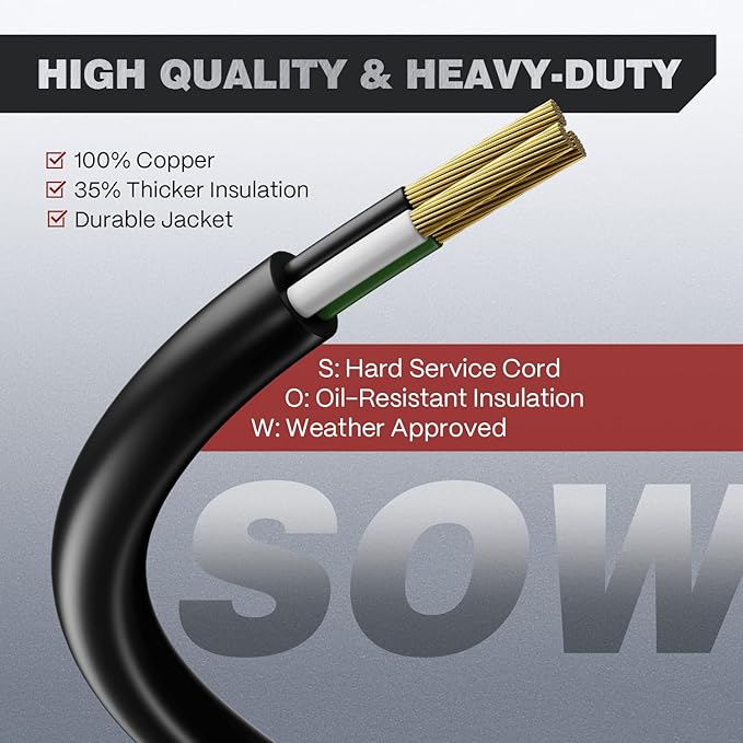 ARCCAPTAIN 40Amp 40ft Welder Extension Cord 8 AWG, 250V NEMA 6-50 Heat-Resistant Welding Cord 3 Prong for MIG/TIG/MMA Welder, Plasma Cutter