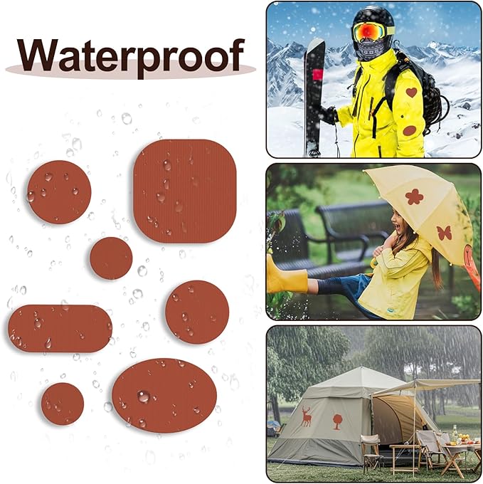 45PCS Nylon Repair Patch Self-Adhesive Pre-Cut Fabric Patch Down Jacket Repair Patches for Puffer Jackets Tenacious Tape Polyester Waterproof Lightweight Tent Repair Patch for Clothes(Light Coffee)