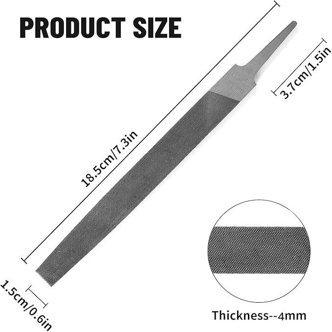 6-inch Flat Medium Cut File, Double Cut Teeth, High Carbon Steel, Single Hand File Without Handle, Suitable for Shaping Metal, Wood, etc.