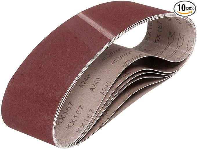 HARFINGTON 4 x 36 Inch Sanding Belts, 10 Pcs 240 Grits Aluminum Oxide Abrasive Belt Sander File Belt for Woodworking, Metal Polishing, Knife Sharpener
