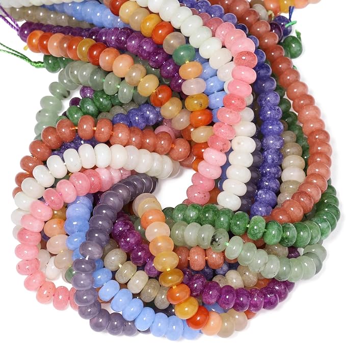 Songxi 5x8mm Natural Blue-Green Colored Jade Stone Rondelle Beads, Gemstone - Image 8