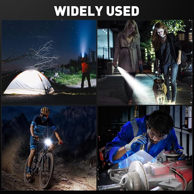 Flashlights High Lumens Rechargeable 2 Pack, Super Bright 99000 Lumens Led Flashlights with 5 Light Modes, Powerful Handheld Flash Light for Home Camping Eɱergencies, IPX6 Waterproof