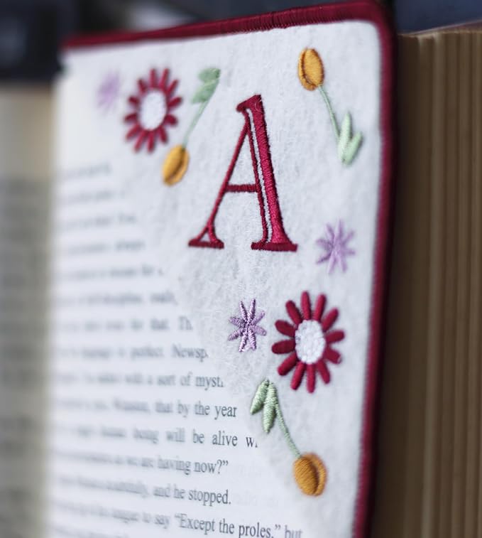 Personalized Embroidered Corner Mark, 4 Pack, Finished Initial Felt Bookmark - Image 8