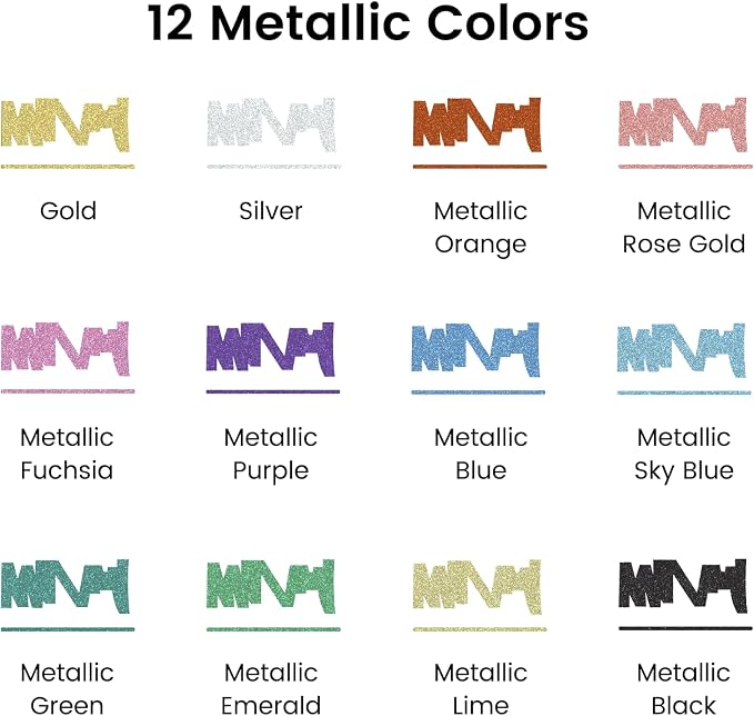 Artecho Acrylic Paint Markers 12 Metallic Colors, - Image 2
