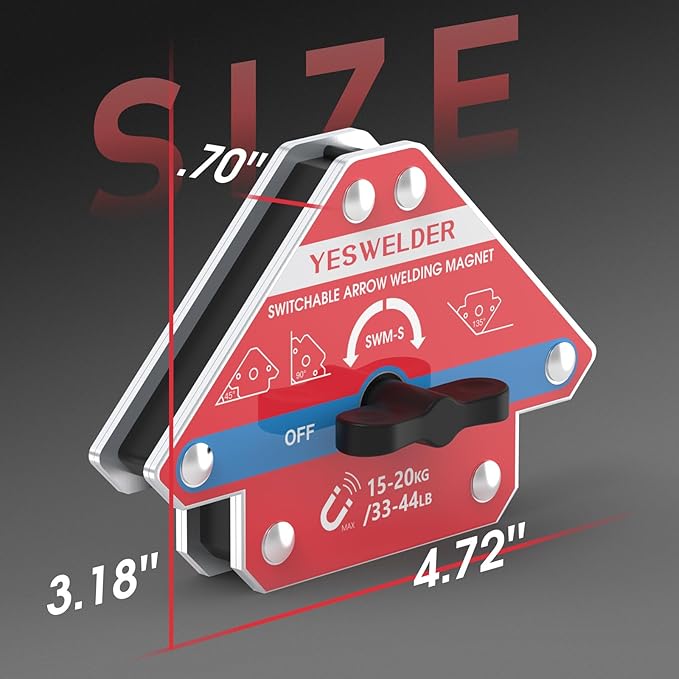 YESWELDER Switchable Arrow Welding Magnet 33-44LBs On/Off Switch Arrow Magnetic Welding Holder