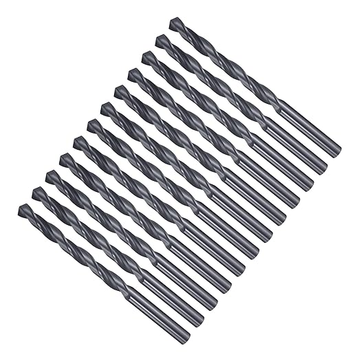 Drill Bit, 9/32" Cutting Diameter, 4241 HSS Nitriding Black 118° Cutting Angle Versatile Jobber Bits - (Applications: for Drilling Plastic Wood Soft Metal), 12-Pieces