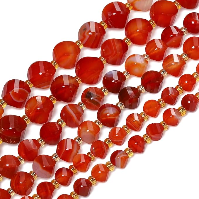 42pcs Natural Red Striped Agate Stone Beads - Image 6