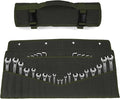 Heavy-Duty 32-Pocket Wrench Roll-Up Organizer - Made with 16 oz. Waxed Canvas, Fits Metric & SAE Wrenches, Perfect for Mechanics, DIYers, and Tool Storage (Army Green)