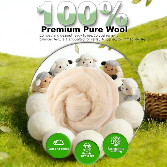 Wool Roving-3.5oz Needle Felting Wool, Soft Multi-Color Wool Fiber, Perfect - Image 5