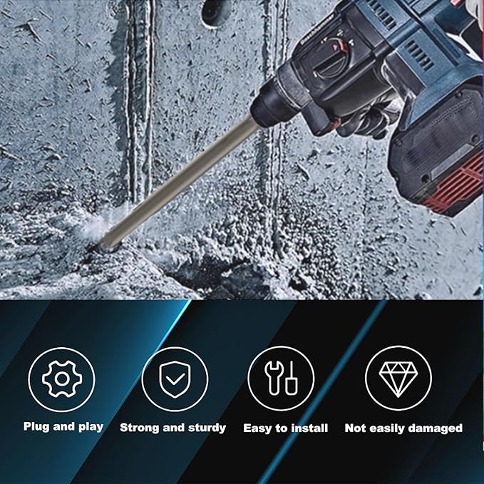 16 Inch SDS Plus Chisel, 3/4 Inch Flat Chisel, Ideal for Concrete Demolition, Tile Removal Tool for SDS Plus Hammer Drill Attachment