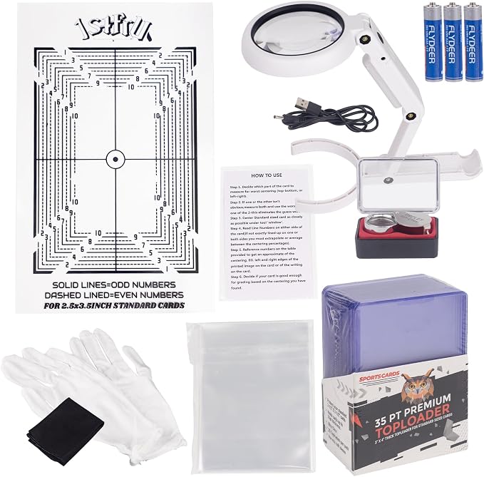 Sports Card Grading Kit, Card Grading Centering Tool Set, LED Magnifying Table by JstFrU