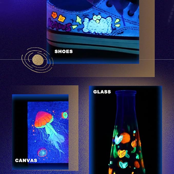 Artecho Glow in the Dark Acrylic Paint Set – 18 Colors x 11ml | Non-Toxic - Image 7