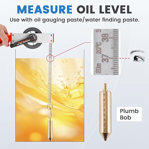 YJINGRUI 49ft/15m Oil Tank Gauging Tapes, Explosion-Proof Oil Gauging Tape, Stainless Steel Sounding Tape Measure with 400g Brass Plumb Bob and Explosion Proof Grounding Wire