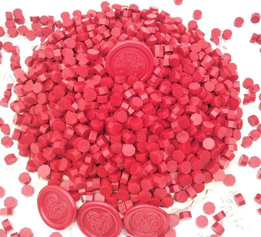 300 Pcs Red Sealing Wax Beads, Refilling Octagon Wax Seal Beads by Unknown
