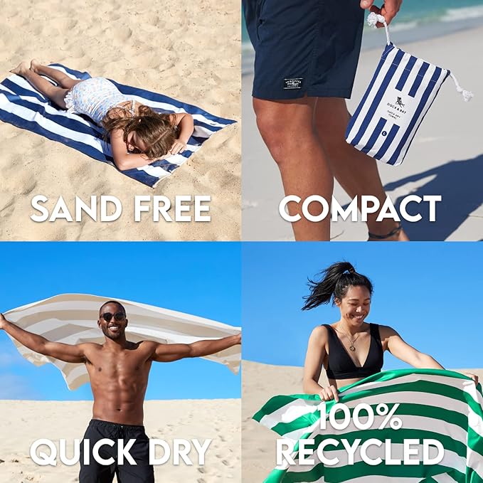 Dock & Bay Beach Towel - Quick Dry, Sand Free - Compact, Lightweight - 100% Recycled - Includes Bag - Cabana - Waikiki Coral Red - Extra Large (200x90cm, 78x35)