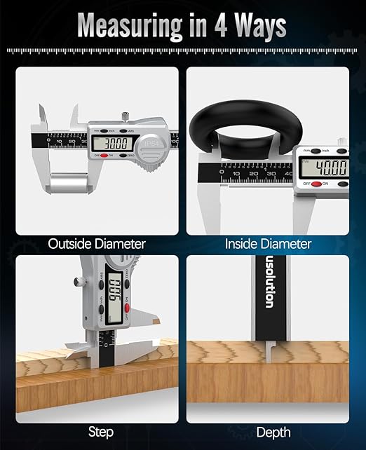 Digital Caliper 6 inch,(ABS) Absolute Scale Caliper,IP54 Caliper Measuring Tool, Inch/MM, Auto-Off LCD Stainless Steel Waterproof Micrometer Vernier Caliper, with Steel Ruler, Silver