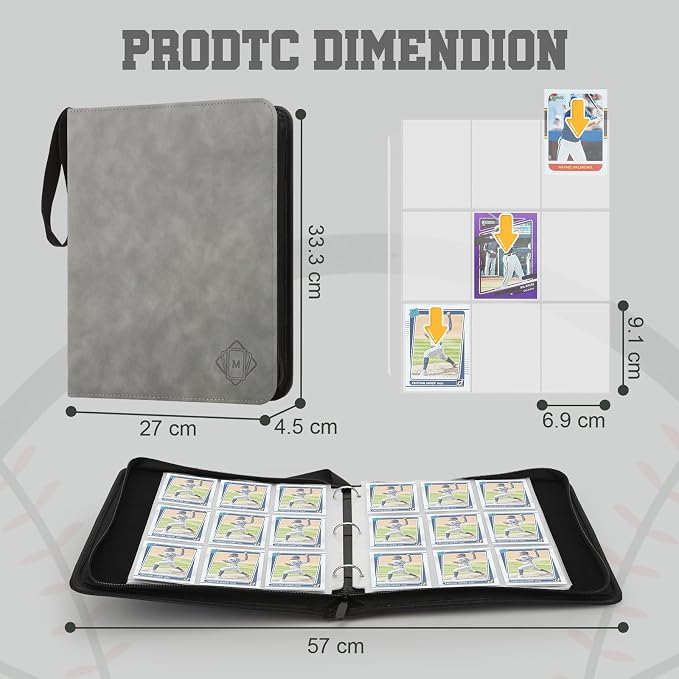 Trading Card Binder with Sleeves 9 Pocket Premium 720 Double Sided Pocket PU - Image 3