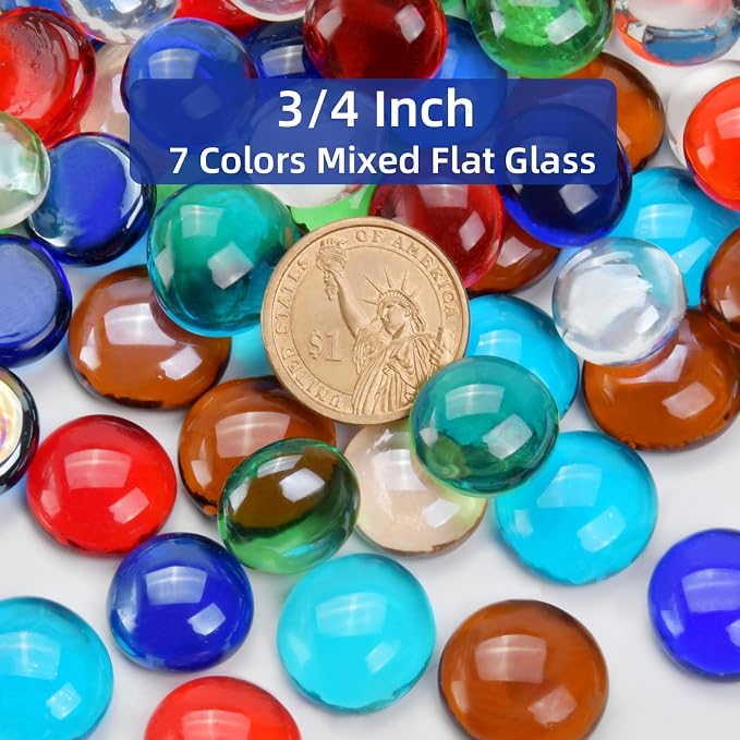 2LB Mixed Color Flat Glass Marbles - Image 2