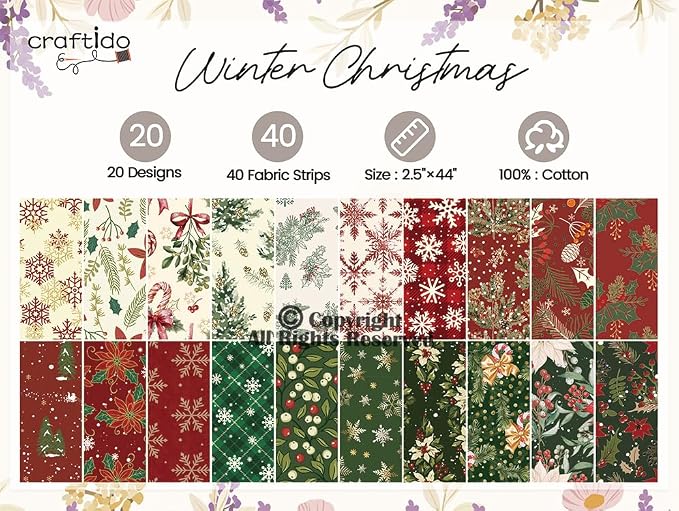 Craftido-20 Options-100% Cotton Jelly Roll Fabric Precut Strips - Image 4