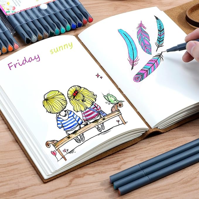 iBayam Colored Fineliner Pens 36 Pack, 0.38mm Fine Point, Bullet Journaling | - Image 7
