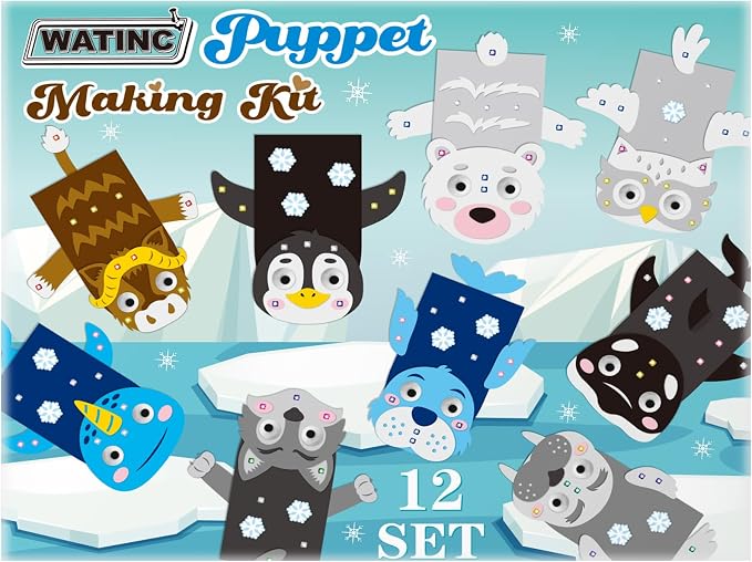 WATINC 12 Pcs Hand Puppet Making Kit, Art Craft Felt Sock Puppet Toys, Creative - Image 7