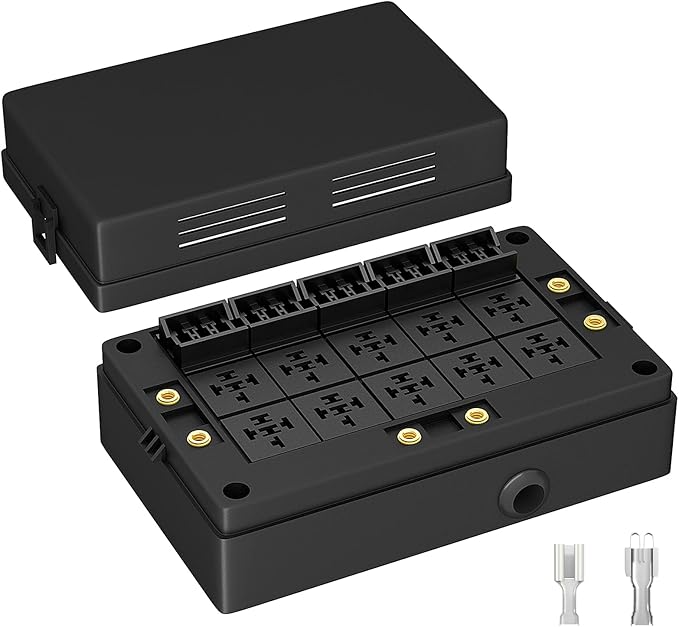 DAIERTEK Fuse Relay Box 12V Automotive 10 Slots Relay Holder 15 Slots ATC/ATO Fuse Holder Universal Fuse and Relay Box Block for Automotive Truck Marine Boat