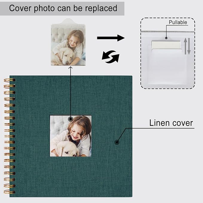 8 x 8 Inch Scrapbook Photo Album, Hardcover Kraft White Pages Arch Window Photo - Image 5