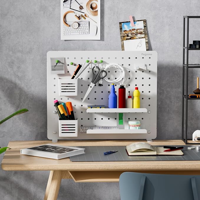 PEGZONE Clamp on Desk Pegboard, 20.4" x 16.5", - Image 7