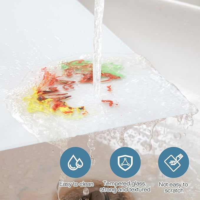 Nuanchu 1 Pcs 12 x 16 Inches White Tempered Glass Palette - Image 5