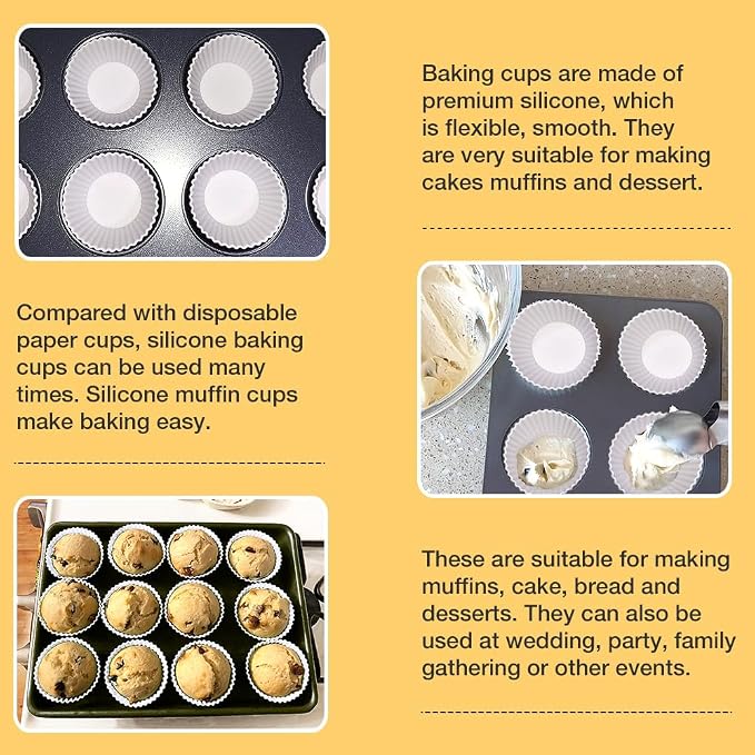 Extra Large Silicone Cupcake Muffin Cups 12 Pcs | Non-stick, - Image 4