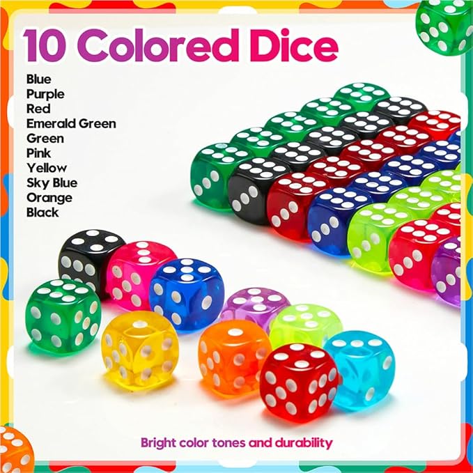 50 Pieces Dice Set, 14mm 6 Sided Colored Dice - Image 4