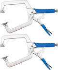 DRAGONITE Heavy Duty C Clamp, Vise Grip Locking Pliers With Swivel Pads, 18 Inch Face Clamp for Woodworking, Welding and Pocket Hole Joinery, 2 Piece