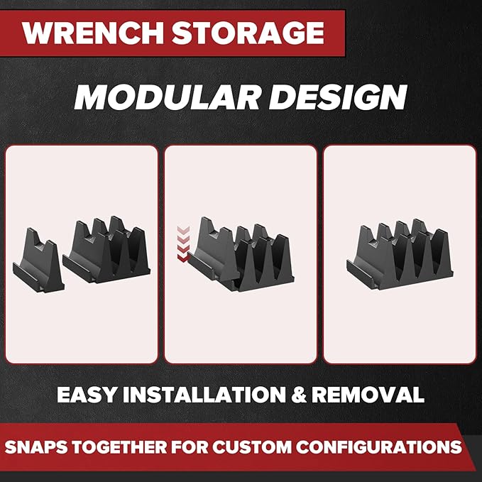 40PCS Magnetic Wrench Organizer Wrench Holder - Wrench Tool Organizers for Tool Drawer Storage, Wrench Storage Set with Metric & SAE Label, Wrench Rack Tool Gift for Professional Mechanics Men, Black