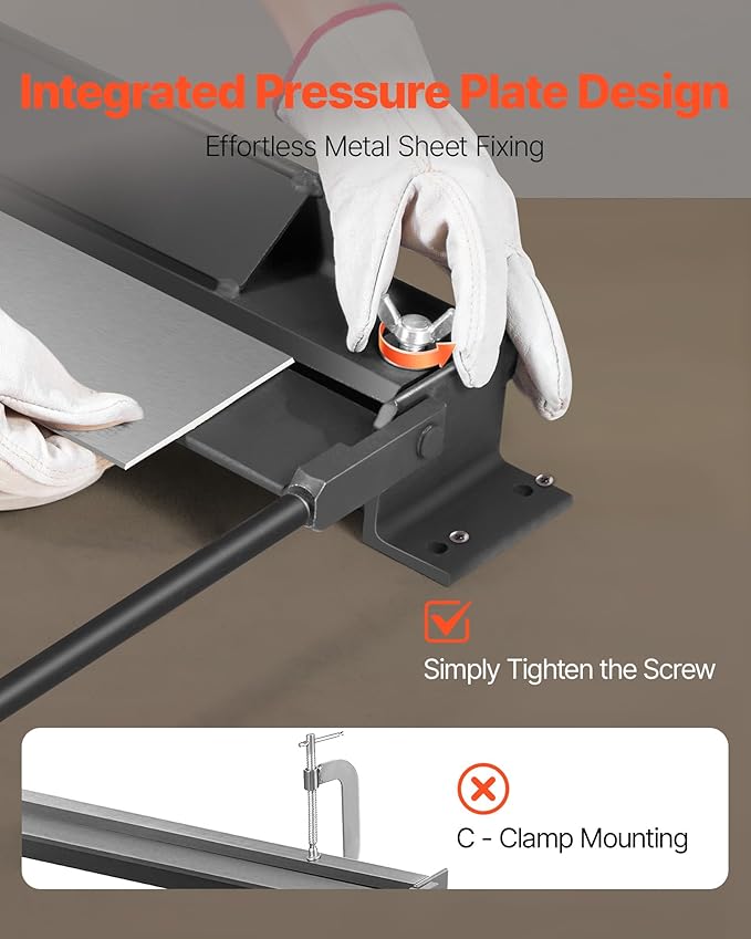 VEVOR Box and Pan Brake, 30 in Sheet Metal Bending Brake, 18-Gauge Capacity, 0-135 Degree Adjustable, Metal Bender Machine, No Wobbling, Heavy-Duty Aluminum Folder for Precise Batch Bending