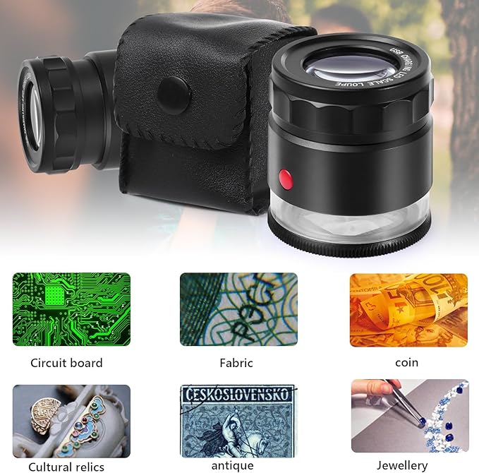 30X Loupe Magnifier, USB Rechargeable 8 Lights Portable Eye Loupe Sewing - Image 6