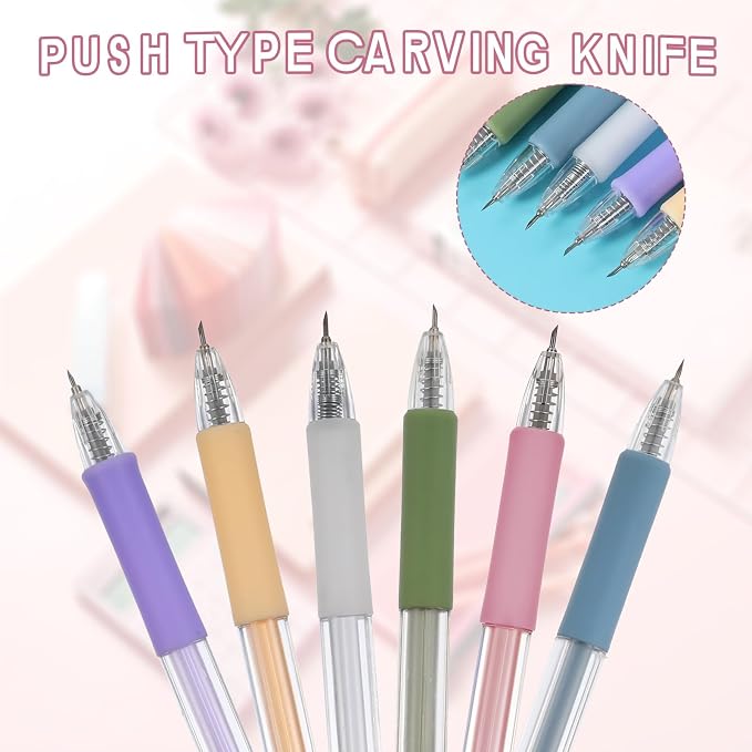 6 PCS Knife Pen Craft Cutting Tools, 6 Colors Creative Retractable Craft Paper - Image 3