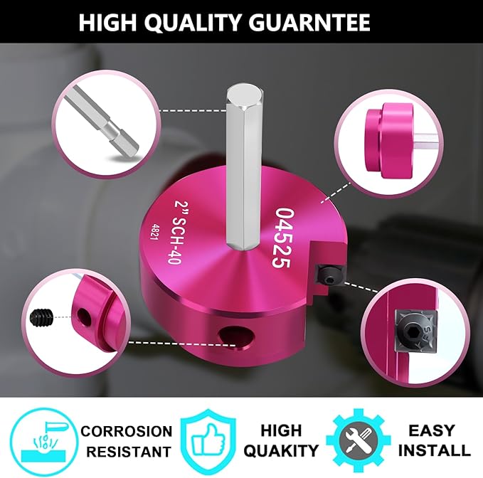 PVC Pipe Reamer 1-1/2",2",3" Reamers,PVC Fitting Saver Socket Saver for Plumbing,3-Piece Plastic Pipe Reamer Tool Kit for Sch.40 CPVC ABS Hub Fittings,Fit 1/2" Drills,1/4" Hex Shaft,for Pipes Cleaning