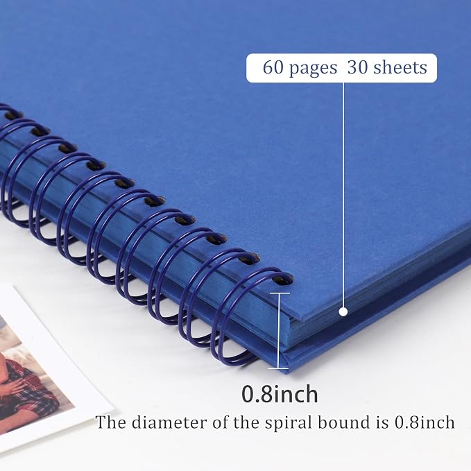 RECUTMS 10x10 Inch Scrapbook 60 Pages DIY Journal Album Kraft Paper Blue | - Image 4
