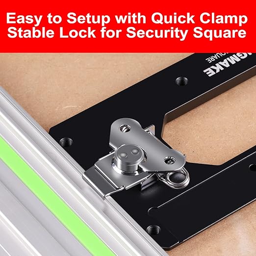 Large Track Saw Square with Positioning Rod and Edge Support,Track Saw Guide Rail Square,90 Degree Right Angle Guide Compatible with Festool,Makita,Milwaukee for Woodworking Cuts